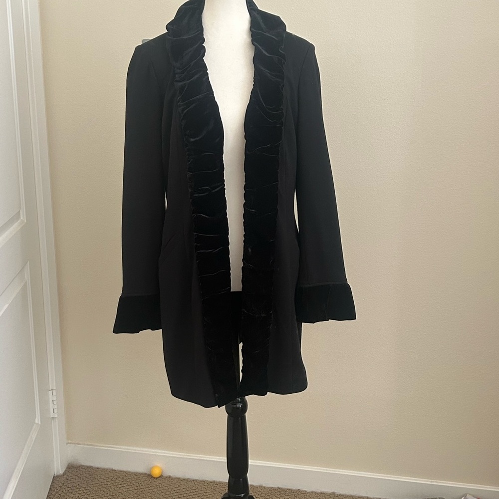 INC International Concepts Black Velvet Trim Blazer